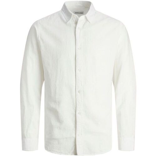 Textil Rapaz Camisas mangas comprida Jack & Jones 12248936 LINEN SHIRT-WHITE Branco