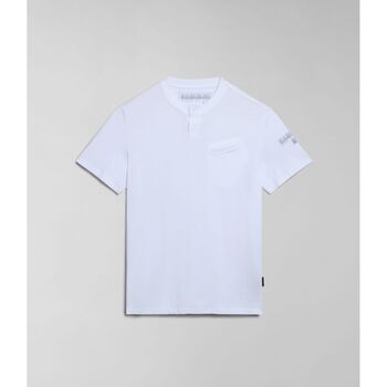 Textil Homem T-shirts e Pólos Napapijri S-MELVILLE NP0A4HQL-002 BRIGHT WHITE Branco