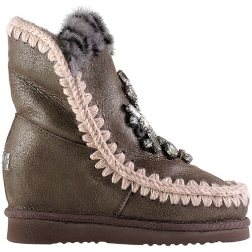 Sapatos Mulher Botins Mou INNER WEDGE FRONT HEART PATCH Castanho