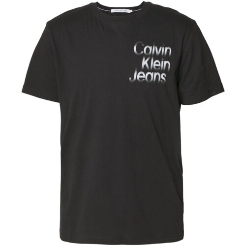 Textil Homem Organic Cotton Space Dye Stripe T-shirt Calvin Klein Jeans J30J325189 Preto
