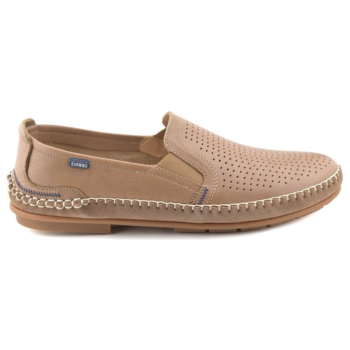 Sapatos Homem Mocassins Éxodo Mocassins casuais em pele castanha da Exodus Cáqui