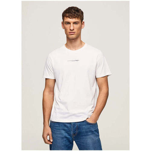 Textil Homem T-shirts e Pólos Pepe JEANS Neck PM508669-800-1-1 Branco