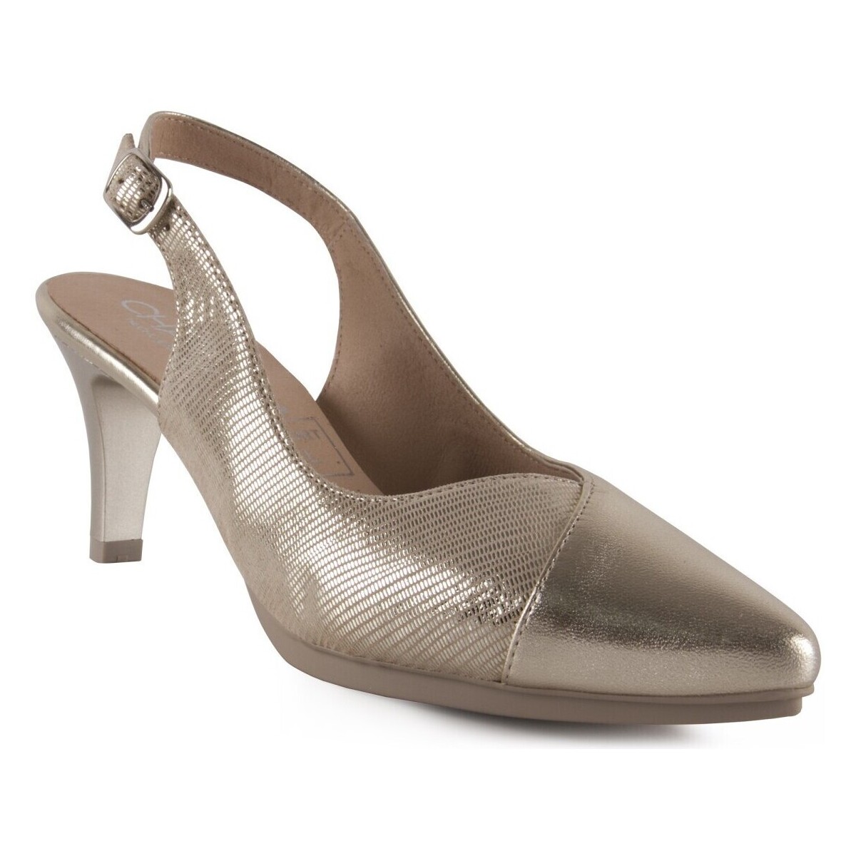 Sapatos Mulher Escarpim Chamby Sapatos de couro dourados com salto dourado Ouro