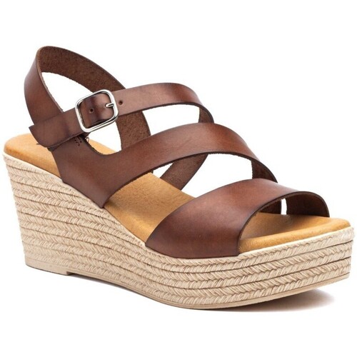 Sapatos Mulher Sandálias Calzados Dsd DSD : Sandálias altas em pele castanha : Mulher Castanho