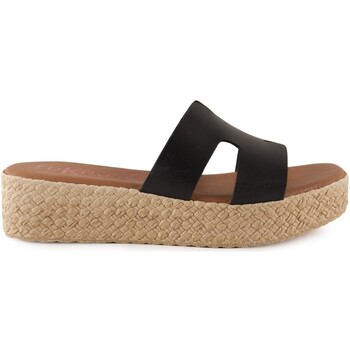 Sapatos Mulher Sandálias Tekila Sandálias de couro pretas com plataforma da Preto