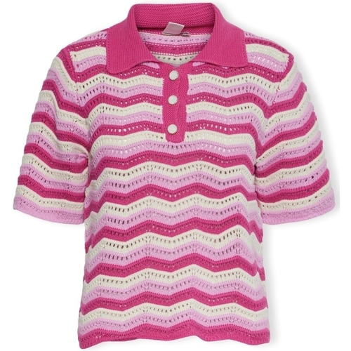 Textil Mulher Tops / Blusas Y.a.s YAS Malha Furo S/S - Birch/Pastel Lavender Rosa