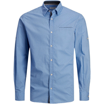 Textil Homem Camisas mangas comprida Jack & Jones 12235969 JJEREMY DETAIL SHIRT LS NOOS CASHMERE BLUE Azul