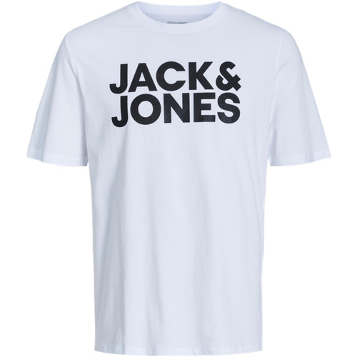 Textil Homem T-Shirt mangas curtas Jack & Jones 12151955 JJECORP LOGO TEE SS O-NECK NOOS WHITE SMALL PRINT Branco