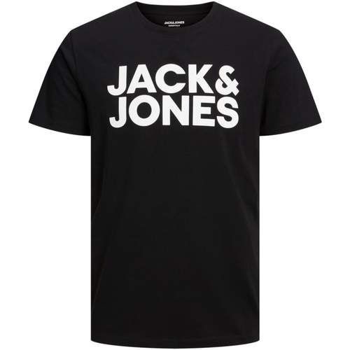 Textil Homem T-Shirt mangas curtas Jack & Jones 12151955 JJECORP LOGO TEE SS O-NECK NOOS BLACK LARGE PRINT Preto