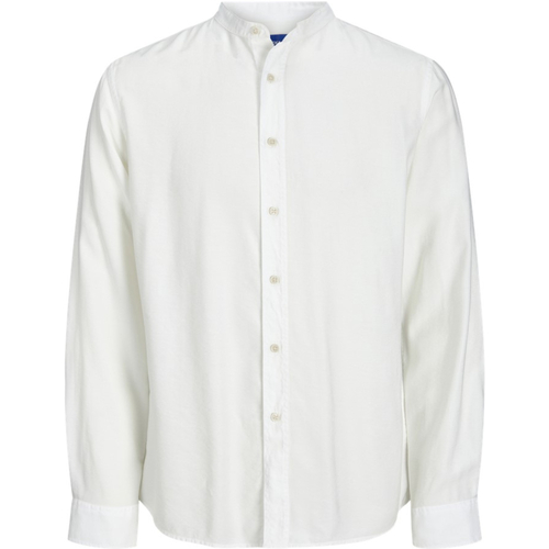 Textil Homem Camisas mangas comprida Jack & Jones 12254119 JORMARSHALL BAND SHIRT LS CLOUD DANCER Branco