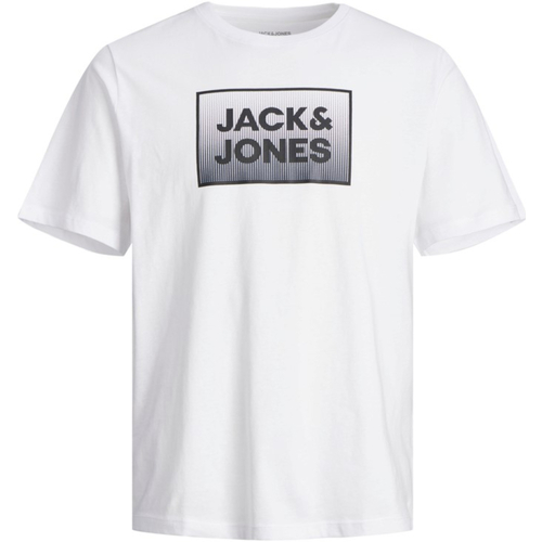 Textil Homem T-Shirt mangas curtas Jack & Jones 12249331 JJSTEEL TEE SS CREW NECK WHITE Branco