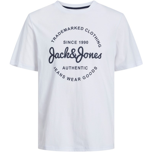 Textil Homem T-Shirt mangas curtas Jack & Jones 12247972 JJFOREST TEE SS CREW NECK WHITE Branco