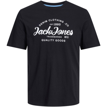 Textil Homem T-Shirt mangas curtas Jack & Jones 12247972 JJFOREST TEE SS CREW NECK BLACK Preto