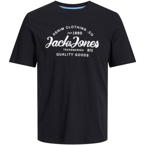 Textil Homem T-Shirt mangas curtas Jack & Jones 12247972 JJFOREST TEE SS CREW NECK BLACK Preto