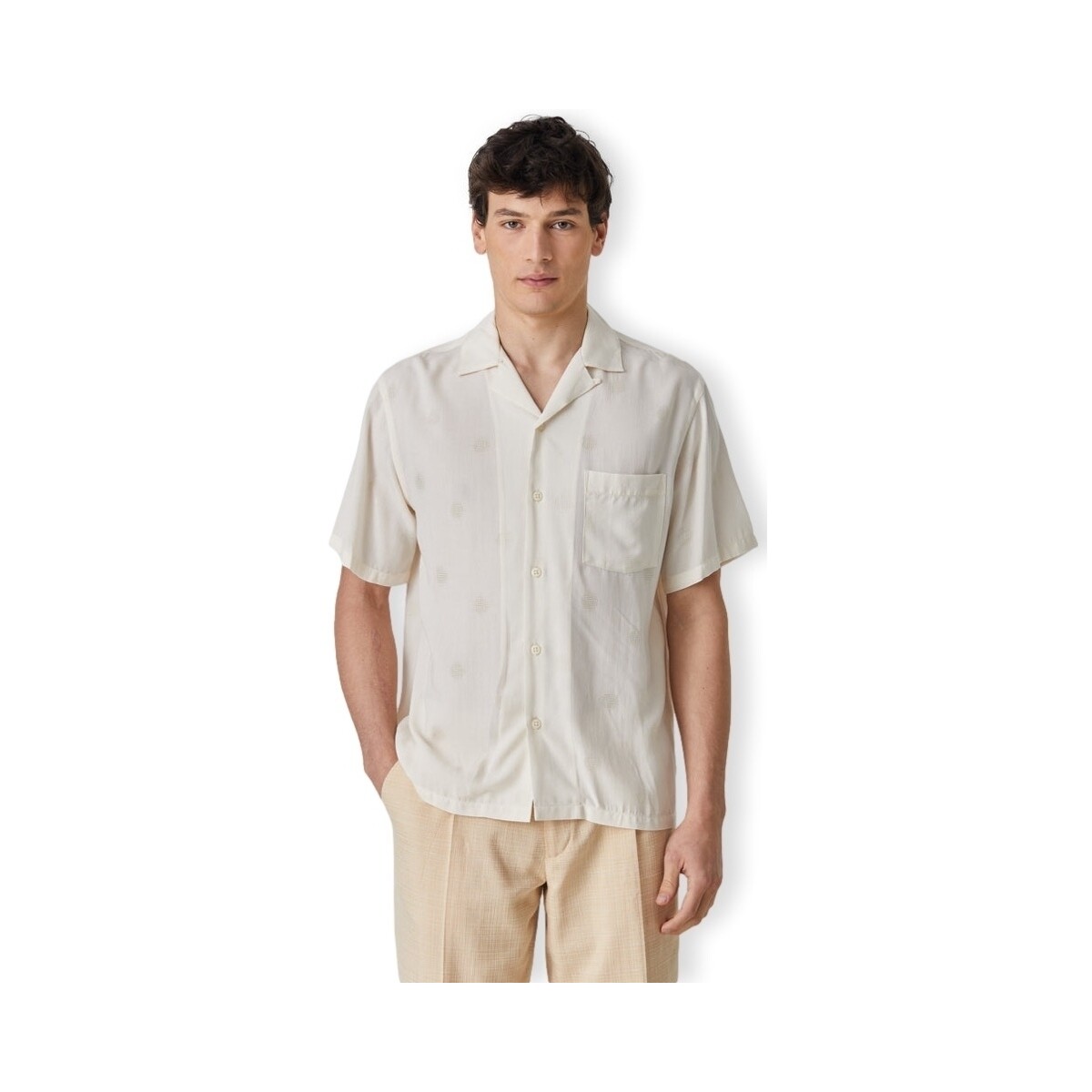 Textil Homem Camisas mangas comprida Portuguese Flannel Camisa Modal Dots - White Branco