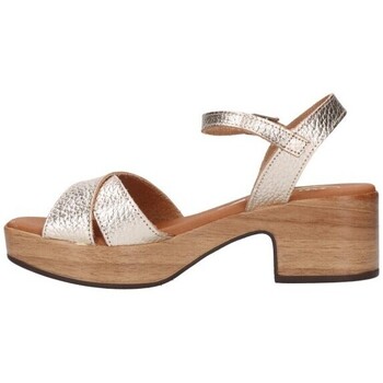 Nude leather and patent leather ankle strap sandals from