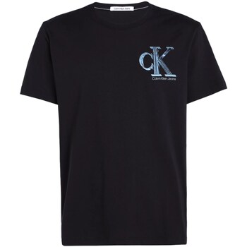 Textil Homem Polos mangas compridas Calvin Klein T-shirt Stacked Logo J30J325498 Preto
