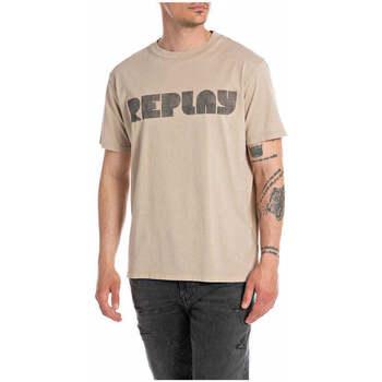 Textil Homem T-shirts e Pólos Replay M681300023178G-803-7-1 Bege