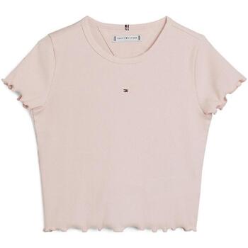 Textil Rapariga T-shirts e Pólos Tommy bianco Hilfiger  Rosa