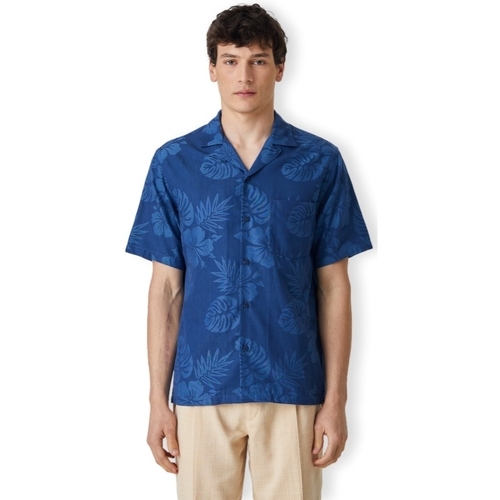 Textil Homem Camisas mangas comprida Portuguese Flannel Camisa Island Jaquard Flowers - Blue Azul