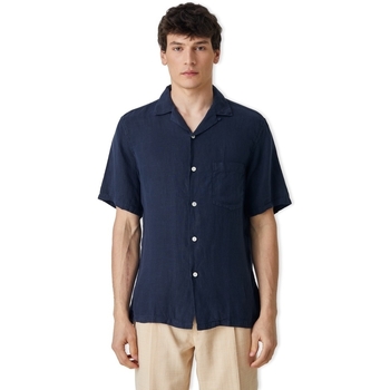 Textil Homem Camisas mangas comprida Portuguese Flannel Camisa Linen Camp Collar - Navy Azul