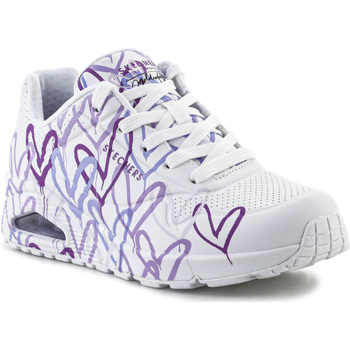 Sapatos Mulher Sapatilhas 216015-NVGY Skechers JGoldcrown Uno Lite - Spread the Love 155507-WLPR Branco