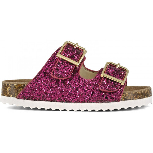 Sapatos Mulher Sandálias Colors of California Glitter sandal 2 buckles Rosa