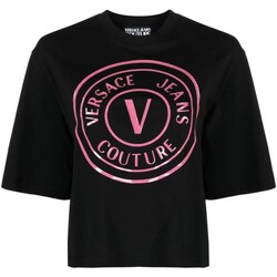 Telighters Mulher Polos mangas compridas Versace Logo Jeans Couture 76HAHG05-CJ00G Preto