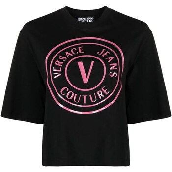 Textil Mulher intérieur en matière tee-shirts Versace Jeans Couture 76HAHG05-CJ00G Preto