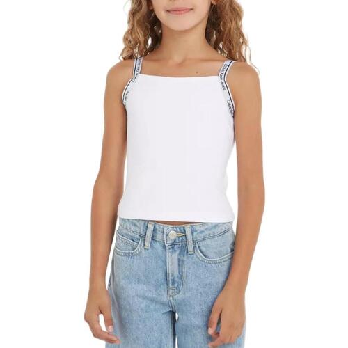 Textil Rapariga T-Shirt mangas curtas lapi Calvin Klein Jeans  Branco