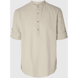Textil Homem Camisas mangas comprida Selected 16092977 LINEN TUNIC-PURE CASHMERE Bege