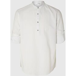 Textil Homem Camisas mangas comprida Selected 16092977 LINEN TUNIC-BRIGHT WHITE Branco