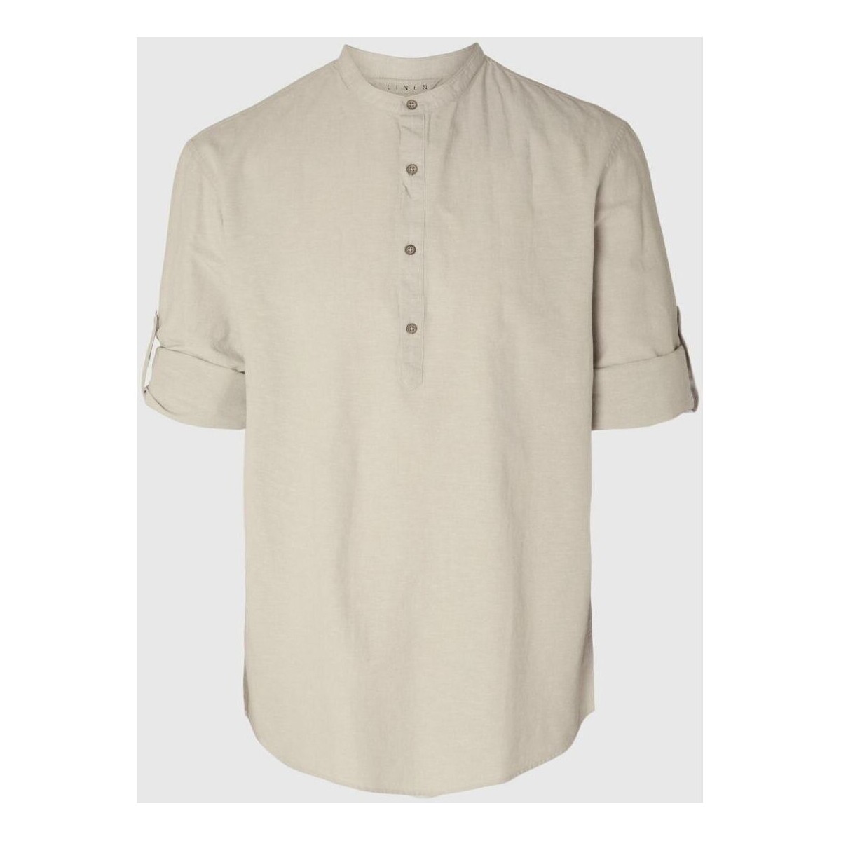 Textil Homem Camisas mangas comprida Selected 16092977 LINEN TUNIC-PURE CASHMERE Bege