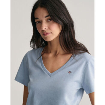 Gant T-shirt com decote em V Shield Azul