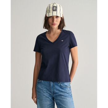 Textil Mulher Primavera / Verão Gant T-shirt com decote em V Shield Azul