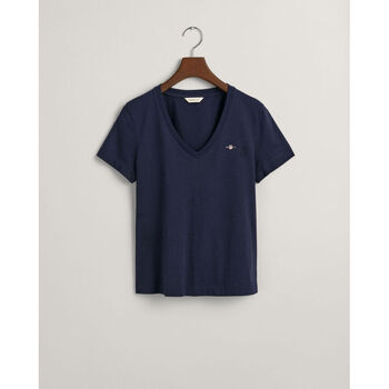 Gant T-shirt com decote em V Shield Azul