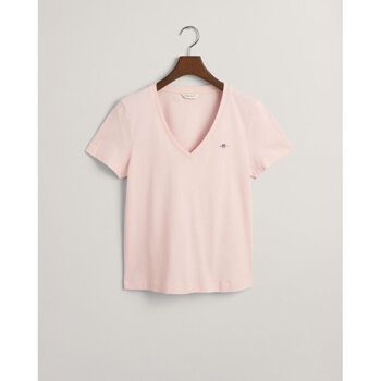Gant T-shirt com decote em V Shield Rosa