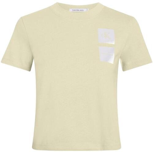 Textil Mulher T-Shirt mangas curtas Calvin Logo Klein Jeans  Verde