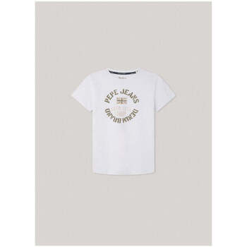 Textil Rapaz T-shirts e Pólos Pepe Cropped JEANS PB503845-800-1-21 Branco