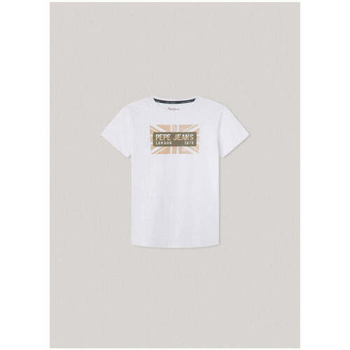 Textil Rapaz T-shirts e Pólos Pepe JEANS passe PB503846-800-1-21 Branco