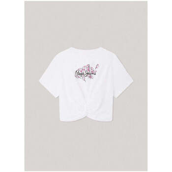 Textil Rapariga T-shirts e Pólos Pepe Cropped JEANS PG503076-800-1-21 Branco