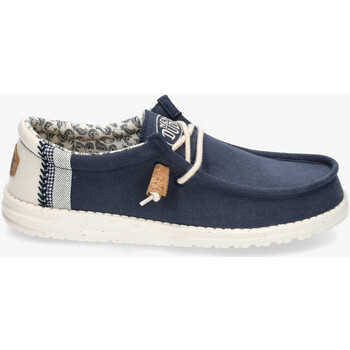 Sapatos Homem Wally Grip Moc Loafers De Lã Dude WALLY LINEN Azul