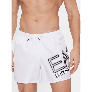 Textil Homem Shorts / Bermudas Camiseta negra con logo iridiscente de águila de Emporio ArmaniA7 9020004R736 Branco