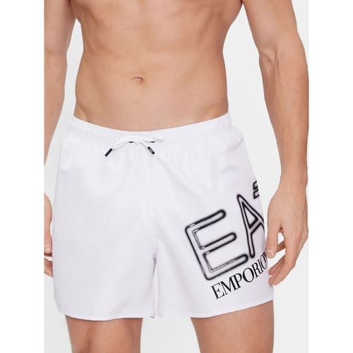 Textil Homem Shorts / Bermudas Camiseta negra con logo iridiscente de águila de Emporio ArmaniA7 9020004R736 Branco