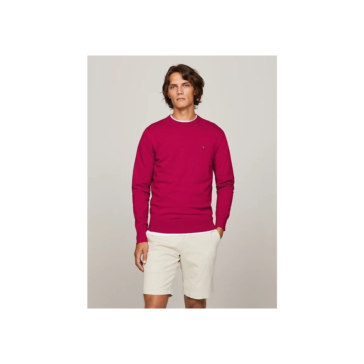 Textil Homem camisolas Tommy Hilfiger MW0MW21316 CRE NECK-XJV ROYAL BERRY Vermelho