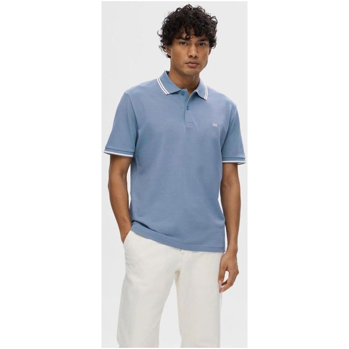 Textil Homem T-shirt mangas compridas Caqui Tamanho Selected 16087840 DANTE SPORT-CASHMERE BLUE Azul