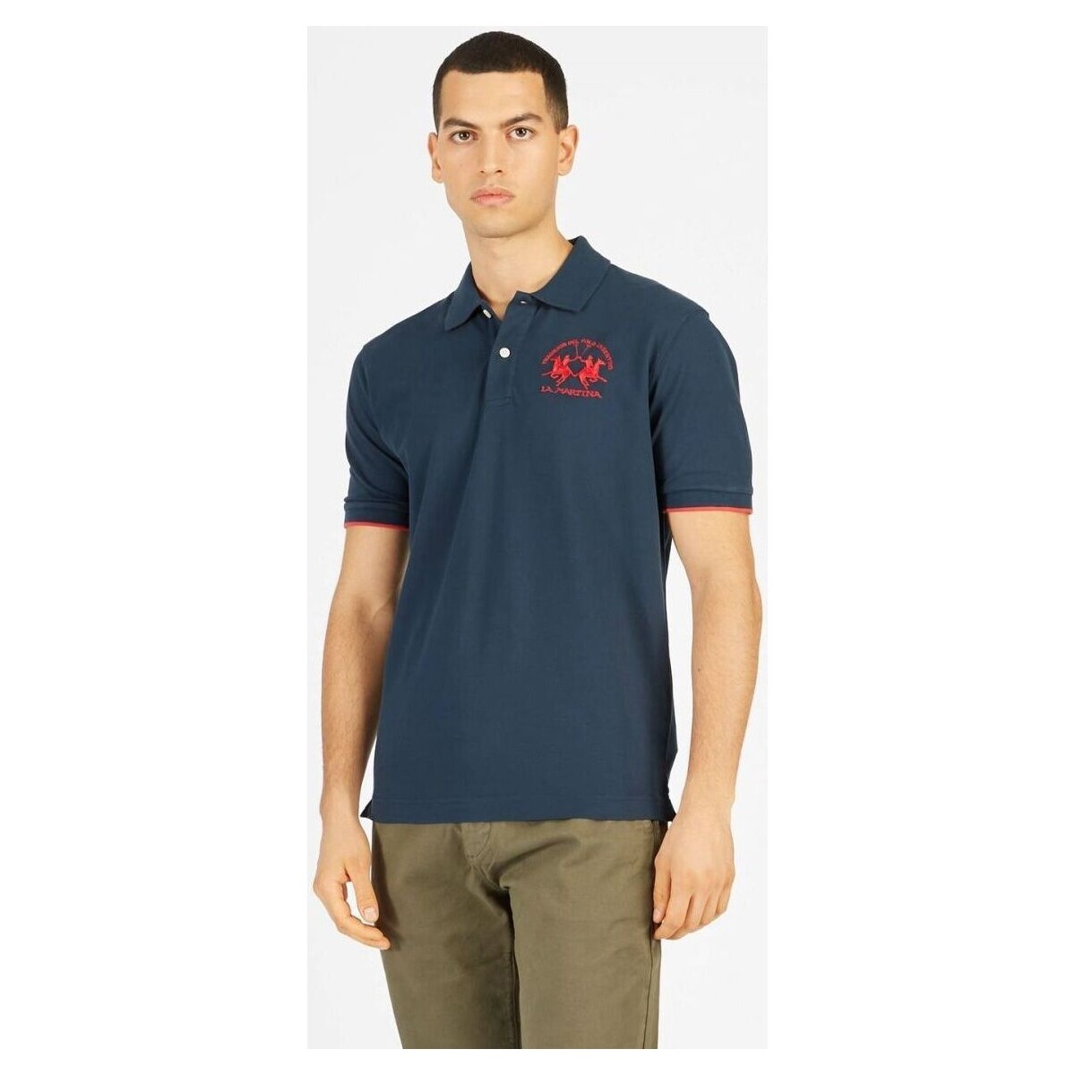 Textil Homem Tommy Hilfiger Junior TEEN logo-embroidered shirt La Martina CCMP01 PK001-07017 Azul