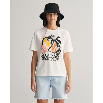 Textil Mulher Primavera / Verão Gant T-shirt com estampado de Palma Branco