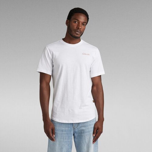 Textil Homem patchwork logo-print 3 4-sleeve T-shirt G-Star Raw D24431-C372 BACK LASH-110 Branco