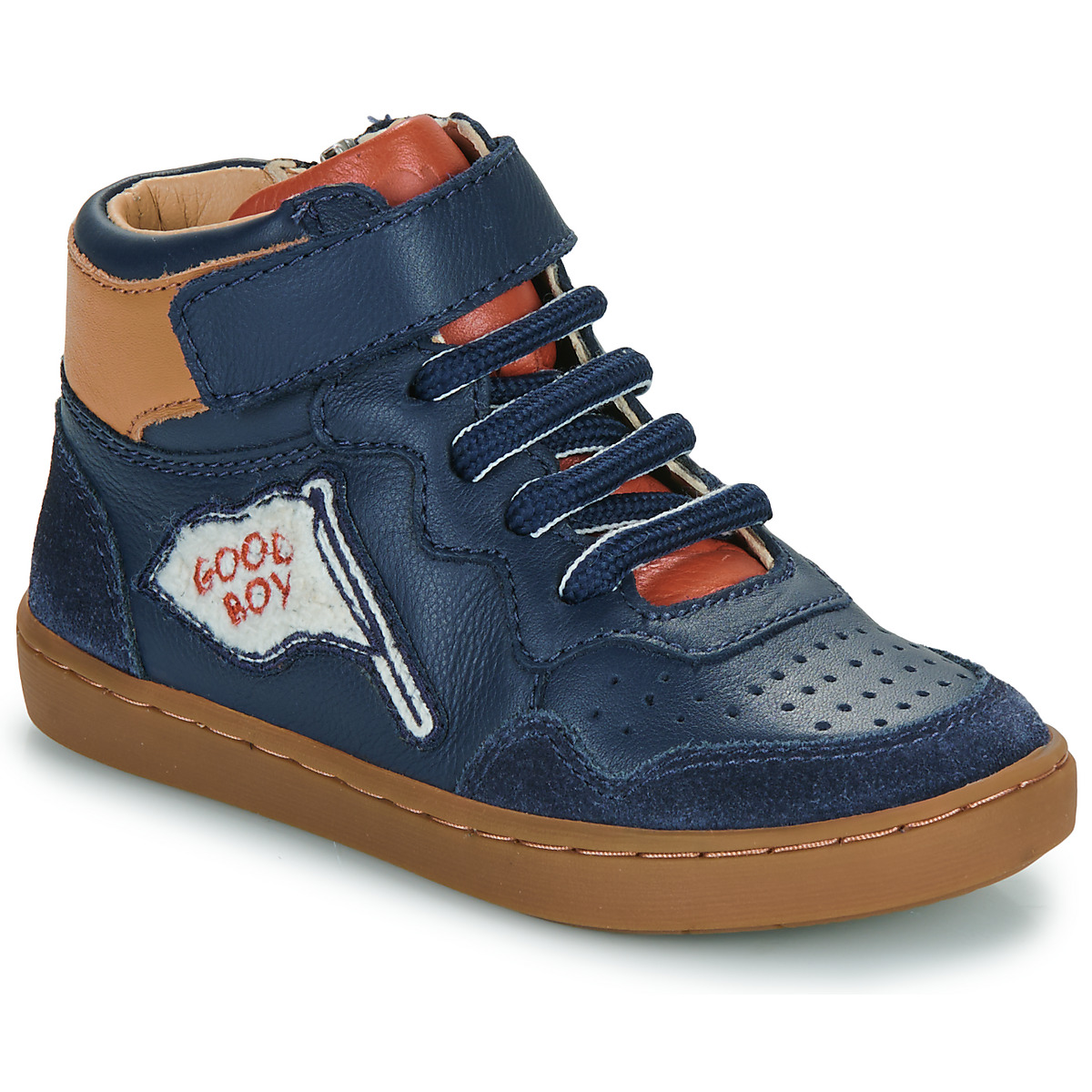 Sapatos Rapaz Sapatilhas de cano-alto Shoo Pom PLAY FLAG GOOD BOY Marinho / Camel